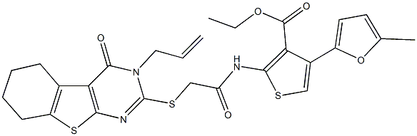 ethyl 2-({[(3-allyl-4-oxo-3,4,5,6,7,8-hexahydro[1]benzothieno[2,3-d]pyrimidin-2-yl)sulfanyl]acetyl}amino)-4-(5-methyl-2-furyl)-3-thiophenecarboxylate