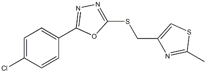5-(4-chlorophenyl)-1,3,4-oxadiazol-2-yl (2-methyl-1,3-thiazol-4-yl)methyl sulfide 结构式