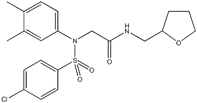 2-{[(4-chlorophenyl)sulfonyl]-3,4-dimethylanilino}-N-(tetrahydro-2-furanylmethyl)acetamide 结构式