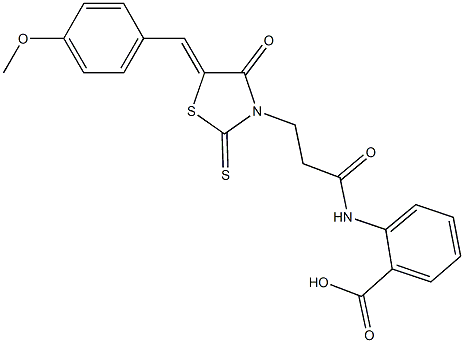 2-({3-[5-(4-methoxybenzylidene)-4-oxo-2-thioxo-1,3-thiazolidin-3-yl]propanoyl}amino)benzoic acid,,结构式