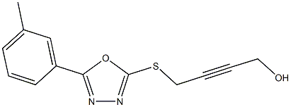 4-{[5-(3-methylphenyl)-1,3,4-oxadiazol-2-yl]sulfanyl}-2-butyn-1-ol,,结构式