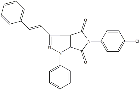 5-(4-chlorophenyl)-1-phenyl-3-(2-phenylvinyl)-3a,6a-dihydropyrrolo[3,4-c]pyrazole-4,6(1H,5H)-dione 化学構造式