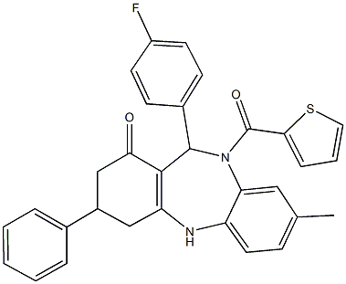 11-(4-fluorophenyl)-8-methyl-3-phenyl-10-(thien-2-ylcarbonyl)-2,3,4,5,10,11-hexahydro-1H-dibenzo[b,e][1,4]diazepin-1-one