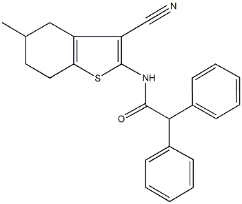 N-(3-cyano-5-methyl-4,5,6,7-tetrahydro-1-benzothien-2-yl)-2,2-diphenylacetamide,,结构式