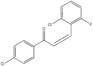 3-(2-chloro-6-fluorophenyl)-1-(4-chlorophenyl)-2-propen-1-one 化学構造式