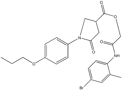 2-(4-bromo-2-methylanilino)-2-oxoethyl 5-oxo-1-(4-propoxyphenyl)-3-pyrrolidinecarboxylate 化学構造式