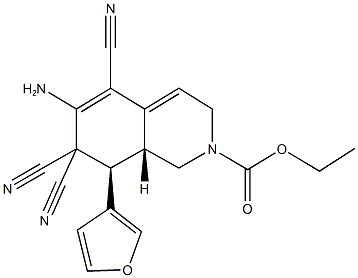 ethyl 6-amino-5,7,7-tricyano-8-(3-furyl)-3,7,8,8a-tetrahydro-2(1H)-isoquinolinecarboxylate,,结构式