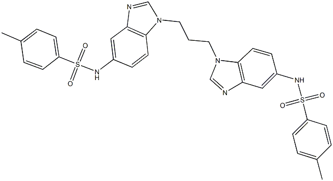 4-methyl-N-{1-[3-(5-{[(4-methylphenyl)sulfonyl]amino}-1H-benzimidazol-1-yl)propyl]-1H-benzimidazol-5-yl}benzenesulfonamide Struktur