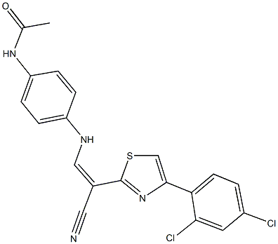 N-[4-({2-cyano-2-[4-(2,4-dichlorophenyl)-1,3-thiazol-2-yl]vinyl}amino)phenyl]acetamide Struktur