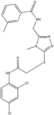 N-[(5-{[2-(2,4-dichloroanilino)-2-oxoethyl]sulfanyl}-4-methyl-4H-1,2,4-triazol-3-yl)methyl]-3-methylbenzamide Struktur