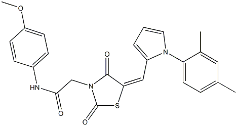 2-(5-{[1-(2,4-dimethylphenyl)-1H-pyrrol-2-yl]methylene}-2,4-dioxo-1,3-thiazolidin-3-yl)-N-(4-methoxyphenyl)acetamide Structure