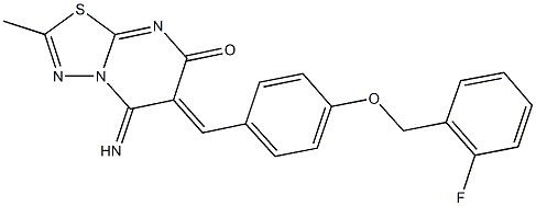 6-{4-[(2-fluorobenzyl)oxy]benzylidene}-5-imino-2-methyl-5,6-dihydro-7H-[1,3,4]thiadiazolo[3,2-a]pyrimidin-7-one Struktur