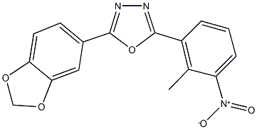 2-(1,3-benzodioxol-5-yl)-5-{3-nitro-2-methylphenyl}-1,3,4-oxadiazole Structure