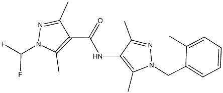 1-(difluoromethyl)-N-[3,5-dimethyl-1-(2-methylbenzyl)-1H-pyrazol-4-yl]-3,5-dimethyl-1H-pyrazole-4-carboxamide,,结构式