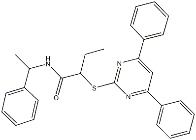 2-[(4,6-diphenyl-2-pyrimidinyl)sulfanyl]-N-(1-phenylethyl)butanamide Structure