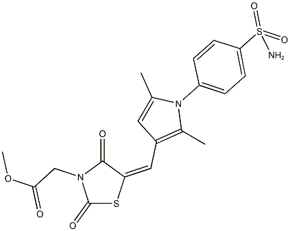 methyl [5-({1-[4-(aminosulfonyl)phenyl]-2,5-dimethyl-1H-pyrrol-3-yl}methylene)-2,4-dioxo-1,3-thiazolidin-3-yl]acetate Structure