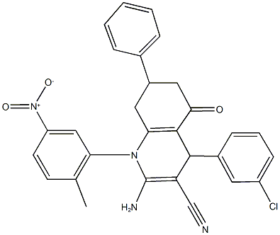  2-amino-4-(3-chlorophenyl)-1-{5-nitro-2-methylphenyl}-5-oxo-7-phenyl-1,4,5,6,7,8-hexahydroquinoline-3-carbonitrile