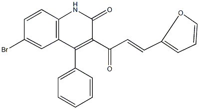 6-bromo-3-[3-(2-furyl)acryloyl]-4-phenyl-2(1H)-quinolinone,,结构式