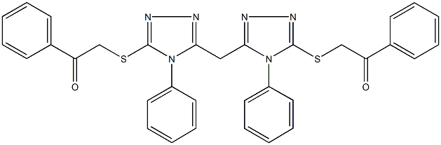 2-{[5-({5-[(2-oxo-2-phenylethyl)sulfanyl]-4-phenyl-4H-1,2,4-triazol-3-yl}methyl)-4-phenyl-4H-1,2,4-triazol-3-yl]sulfanyl}-1-phenylethanone