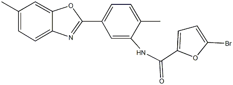 5-bromo-N-[2-methyl-5-(6-methyl-1,3-benzoxazol-2-yl)phenyl]-2-furamide,,结构式