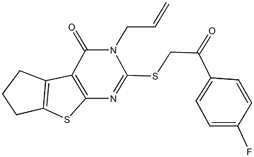 3-allyl-2-{[2-(4-fluorophenyl)-2-oxoethyl]sulfanyl}-3,5,6,7-tetrahydro-4H-cyclopenta[4,5]thieno[2,3-d]pyrimidin-4-one Struktur