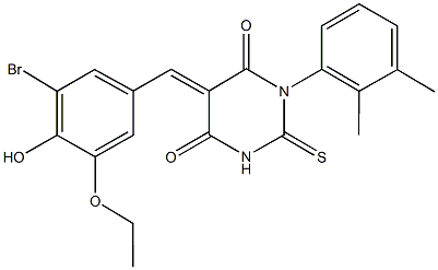 5-(3-bromo-5-ethoxy-4-hydroxybenzylidene)-1-(2,3-dimethylphenyl)-2-thioxodihydro-4,6(1H,5H)-pyrimidinedione Struktur