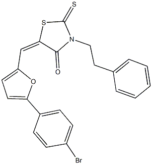 5-{[5-(4-bromophenyl)-2-furyl]methylene}-3-(2-phenylethyl)-2-thioxo-1,3-thiazolidin-4-one Struktur