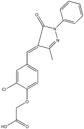 {2-chloro-4-[(3-methyl-5-oxo-1-phenyl-1,5-dihydro-4H-pyrazol-4-ylidene)methyl]phenoxy}acetic acid|