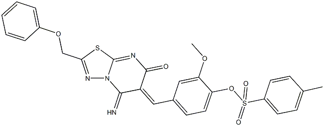 4-[(5-imino-7-oxo-2-(phenoxymethyl)-5H-[1,3,4]thiadiazolo[3,2-a]pyrimidin-6(7H)-ylidene)methyl]-2-methoxyphenyl 4-methylbenzenesulfonate Structure