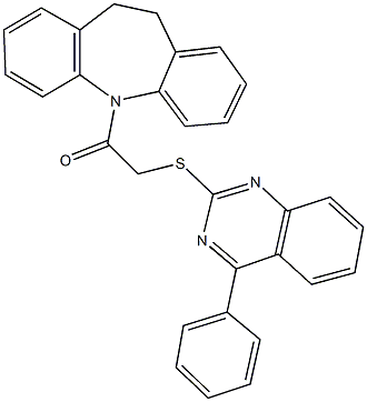 5-{[(4-phenyl-2-quinazolinyl)sulfanyl]acetyl}-10,11-dihydro-5H-dibenzo[b,f]azepine Struktur