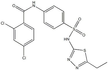 2,4-dichloro-N-(4-{[(5-ethyl-1,3,4-thiadiazol-2-yl)amino]sulfonyl}phenyl)benzamide 化学構造式