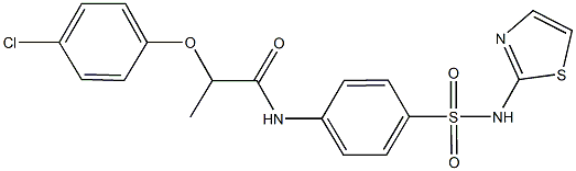 2-(4-chlorophenoxy)-N-{4-[(1,3-thiazol-2-ylamino)sulfonyl]phenyl}propanamide 化学構造式