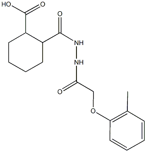 2-({2-[(2-methylphenoxy)acetyl]hydrazino}carbonyl)cyclohexanecarboxylic acid Struktur