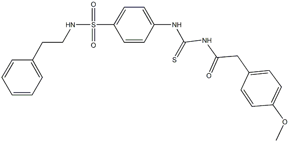 4-[({[(4-methoxyphenyl)acetyl]amino}carbothioyl)amino]-N-(2-phenylethyl)benzenesulfonamide 结构式