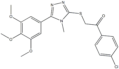 1-(4-chlorophenyl)-2-{[4-methyl-5-(3,4,5-trimethoxyphenyl)-4H-1,2,4-triazol-3-yl]sulfanyl}ethanone 化学構造式