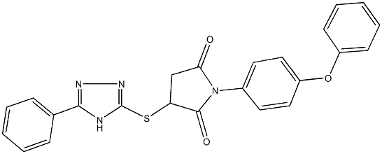 1-(4-phenoxyphenyl)-3-[(5-phenyl-4H-1,2,4-triazol-3-yl)sulfanyl]pyrrolidine-2,5-dione,,结构式