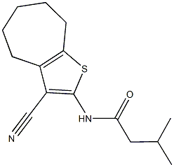 N-(3-cyano-5,6,7,8-tetrahydro-4H-cyclohepta[b]thien-2-yl)-3-methylbutanamide 化学構造式