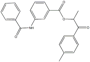 1-methyl-2-(4-methylphenyl)-2-oxoethyl 3-(benzoylamino)benzoate,,结构式
