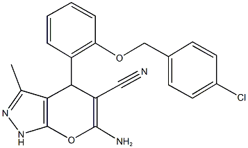 6-amino-4-{2-[(4-chlorobenzyl)oxy]phenyl}-3-methyl-1,4-dihydropyrano[2,3-c]pyrazole-5-carbonitrile