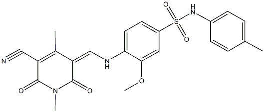 4-{[(5-cyano-1,4-dimethyl-2,6-dioxo-1,6-dihydro-3(2H)-pyridinylidene)methyl]amino}-3-methoxy-N-(4-methylphenyl)benzenesulfonamide|