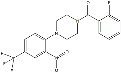 1-(2-fluorobenzoyl)-4-[2-nitro-4-(trifluoromethyl)phenyl]piperazine Struktur