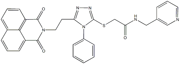 2-({5-[2-(1,3-dioxo-1H-benzo[de]isoquinolin-2(3H)-yl)ethyl]-4-phenyl-4H-1,2,4-triazol-3-yl}sulfanyl)-N-(3-pyridinylmethyl)acetamide Structure