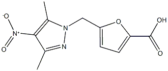 5-({4-nitro-3,5-dimethyl-1H-pyrazol-1-yl}methyl)-2-furoic acid 化学構造式