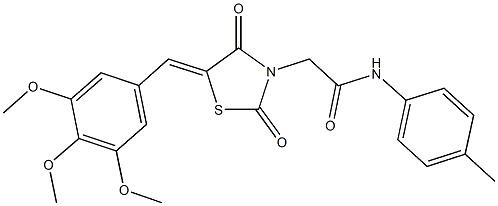 2-[2,4-dioxo-5-(3,4,5-trimethoxybenzylidene)-1,3-thiazolidin-3-yl]-N-(4-methylphenyl)acetamide 结构式