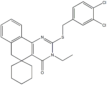 2-[(3,4-dichlorobenzyl)sulfanyl]-3-ethyl-5,6-dihydrospiro(benzo[h]quinazoline-5,1'-cyclohexane)-4(3H)-one Structure