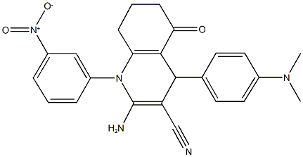 2-amino-4-[4-(dimethylamino)phenyl]-1-{3-nitrophenyl}-5-oxo-1,4,5,6,7,8-hexahydro-3-quinolinecarbonitrile,,结构式