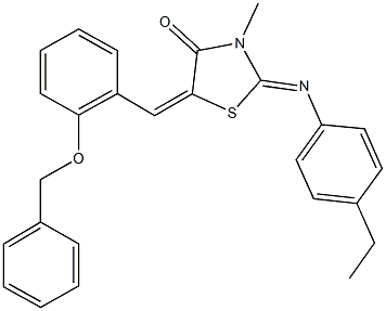 5-[2-(benzyloxy)benzylidene]-2-[(4-ethylphenyl)imino]-3-methyl-1,3-thiazolidin-4-one Struktur