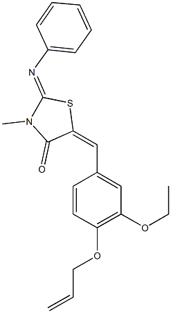 5-[4-(allyloxy)-3-ethoxybenzylidene]-3-methyl-2-(phenylimino)-1,3-thiazolidin-4-one 化学構造式