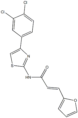 N-[4-(3,4-dichlorophenyl)-1,3-thiazol-2-yl]-3-(2-furyl)acrylamide 化学構造式