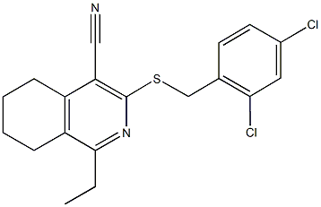 3-[(2,4-dichlorobenzyl)sulfanyl]-1-ethyl-5,6,7,8-tetrahydro-4-isoquinolinecarbonitrile Struktur